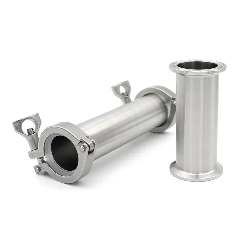 Length100/152/200/254/300mm Sanitary Stainless Steel 304 Pipe Fitting Spool Tube With Clamp OD19/25/38/45/51 Ferrule 50.5 64mm