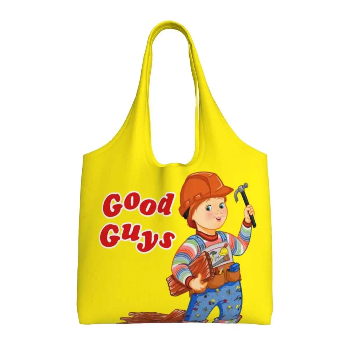 Good Guys Construction Worker Shopping Canvas Bag Reusable Big Capacity Groceries Child's Play Chucky Cartoon Tote Shopper Bags