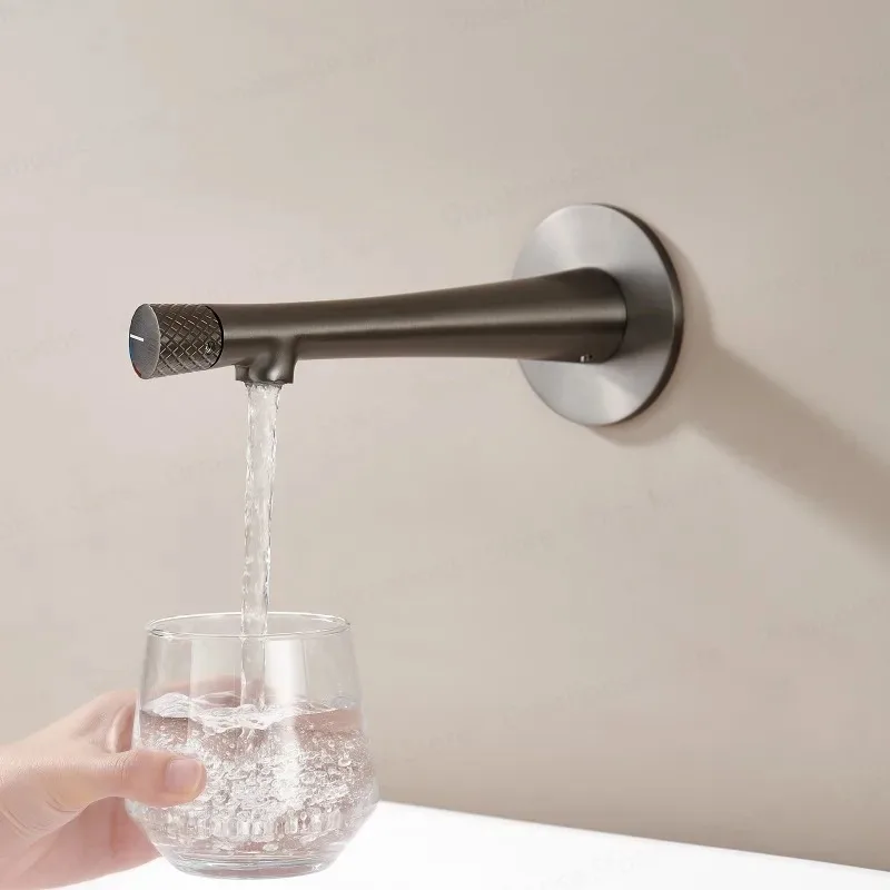 

Modern Concealed Basin Faucet Simple and High-end Wall-Mounted Basin Hot Cold Bathroom Sink Mixer Taps Washbasin Faucet