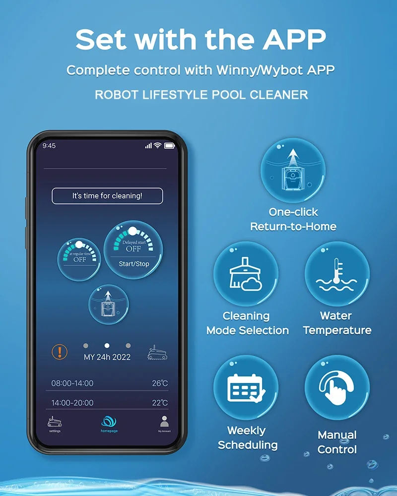 Robot pulitore per piscina Cavo galleggiante elettrico da 30 m WY450 per piscina grande, piastrelle di cemento a mosaico per pareti da arrampicata, PVC, 200 W