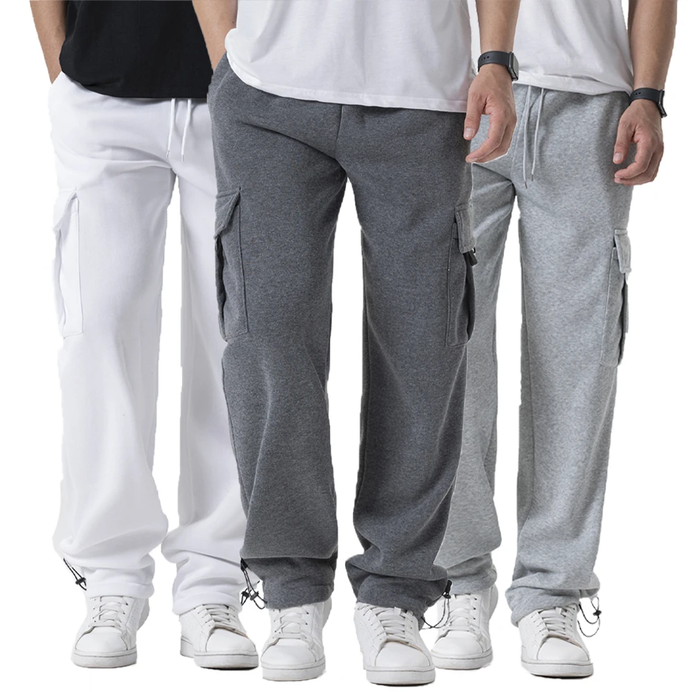 

Cargo Pants Men's Loose Straight Oversize Clothing Solid Grey Versatile Work Wear Black Joggers Cotton Casual Male Trousers