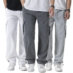 Cargo Pants Men's Loose Straight Oversize Clothing Solid Grey Versatile Work Wear Black Joggers Cotton Casual Male Trousers