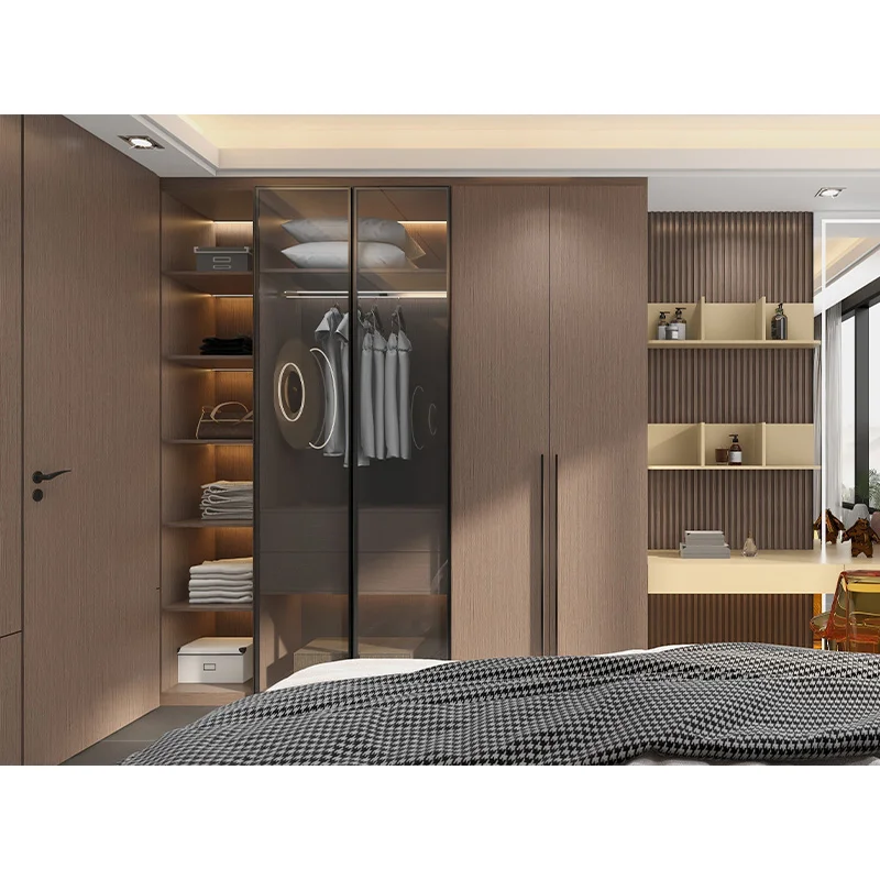 فندق الطفل النساء الرجال الخشب البسيطة كبار مجلس الزجاج انزلاق الباب خزائن خزانة لغرفة النوم غرفة المعيشة #3