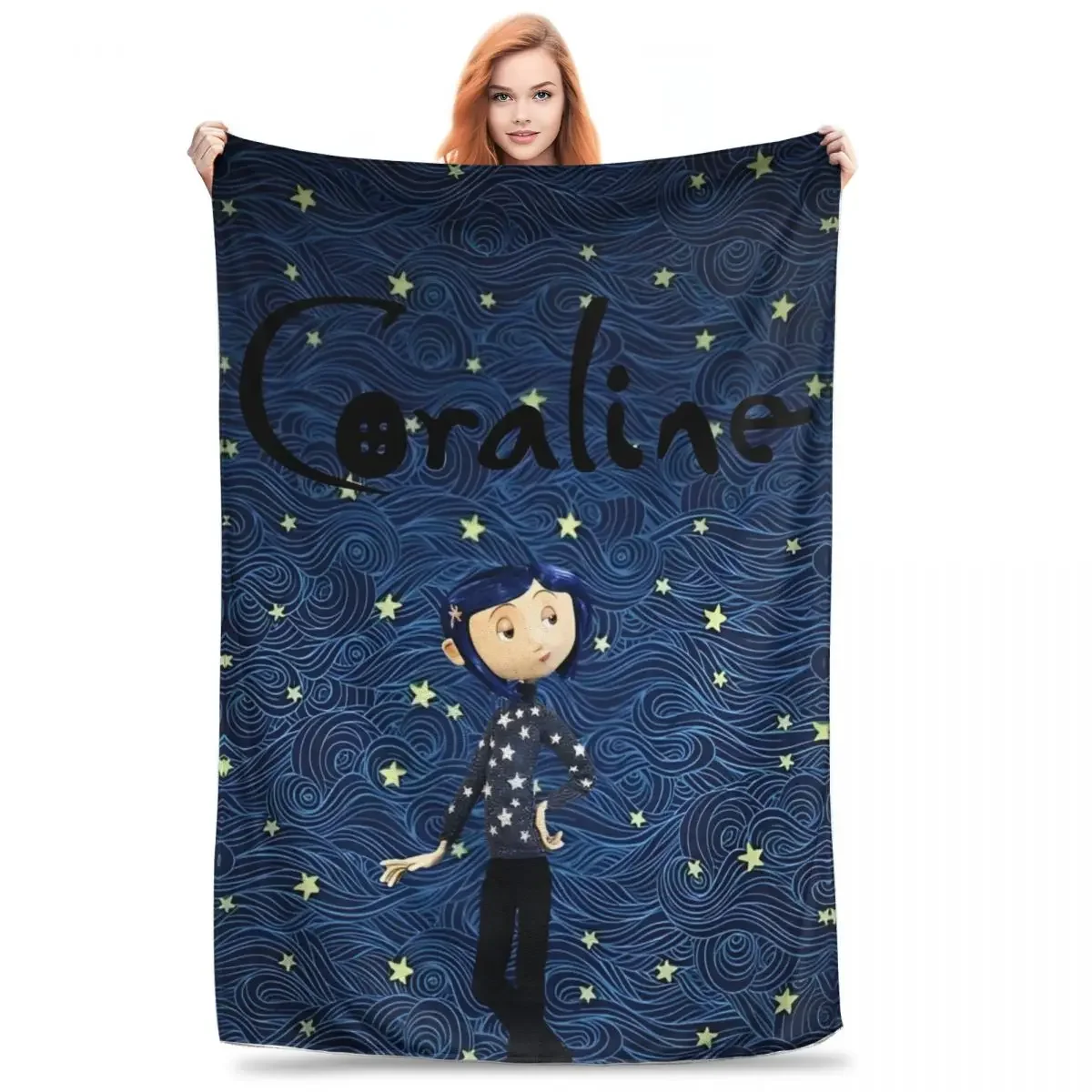 Coralines Doll Horror Cartoon Merch Throw Blanket Soft Blanket Suprise Gifts