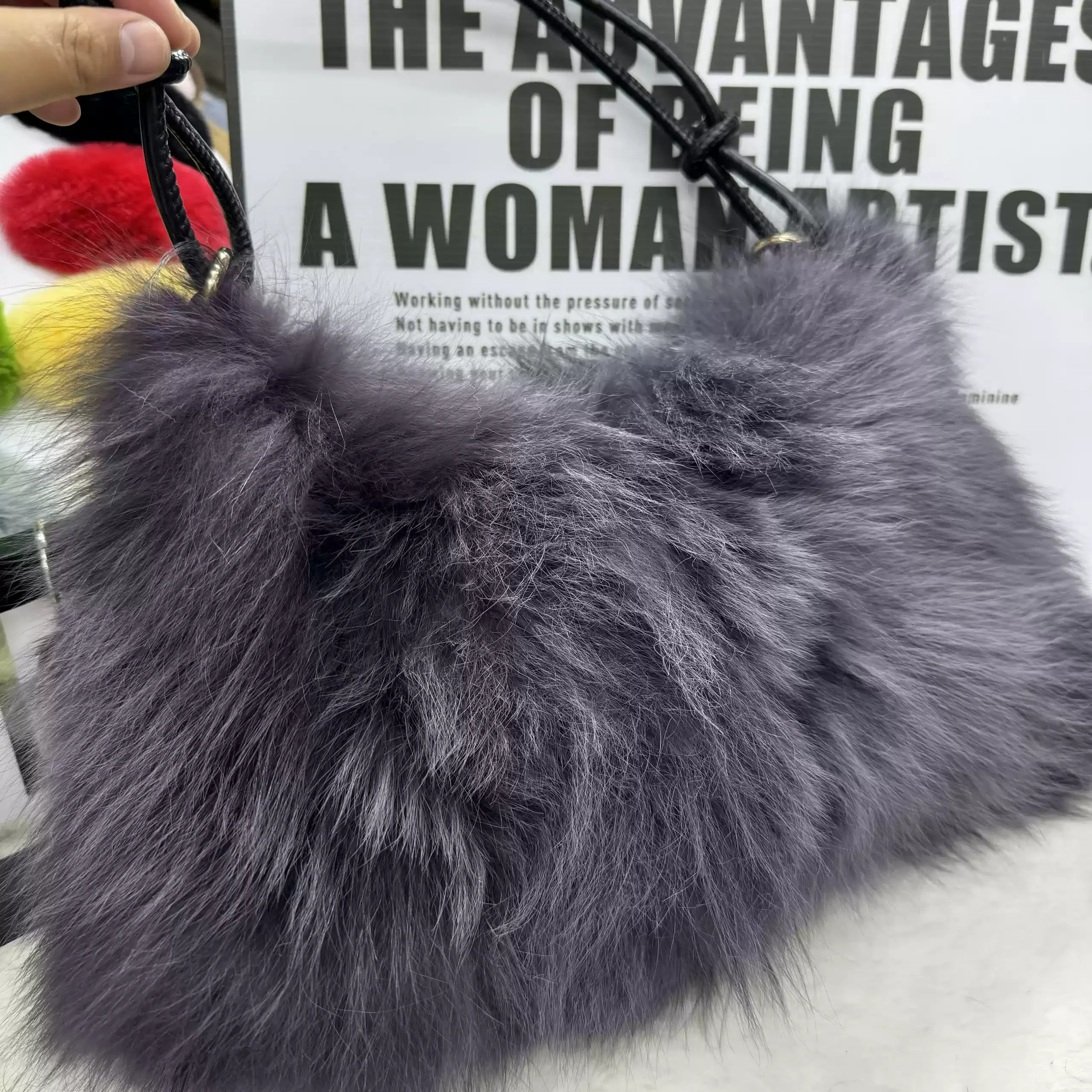 女性用フォックスファーバッグ,レディースファッションハンドバッグ