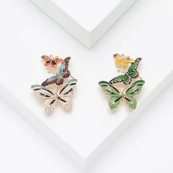 Dmari Luxury Brooch Enamel Pin Three Butterfly Badge Women Party Meeting Accessories Jewelry For Clothing