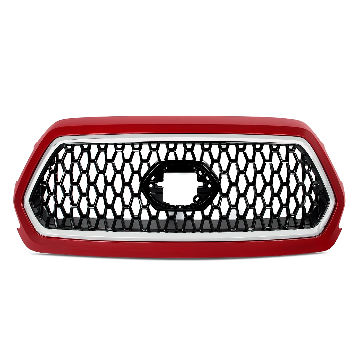 Magickit Car Front Bumper Centre Grille For 2016-2023 Toyota Tacoma 2019 TRD Honeycomb Mesh Upper Grille Front Racing Grills Red