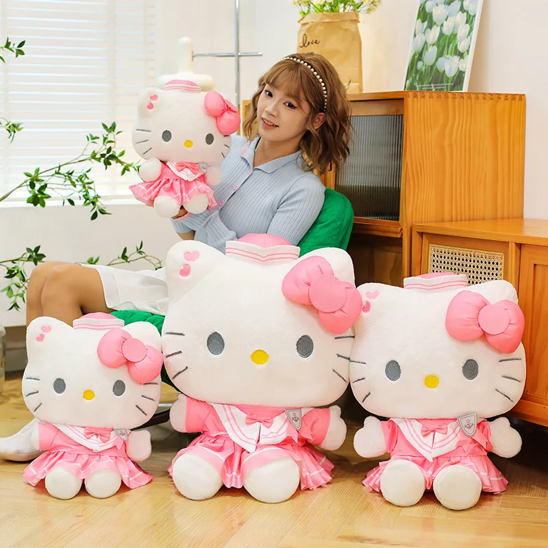 

New 70cm Big Size Hello Kitty Sailor Suit Sanrio Anime Plush Stuffed Doll Kawaii Room Decoration Plushies Pillow Holiday Gifts