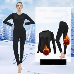 Women Quick-Drying Plus Velvet Thermal Skiing Underwear Set Winter Running Sports Suit Outdoor Mountaineering Underwear