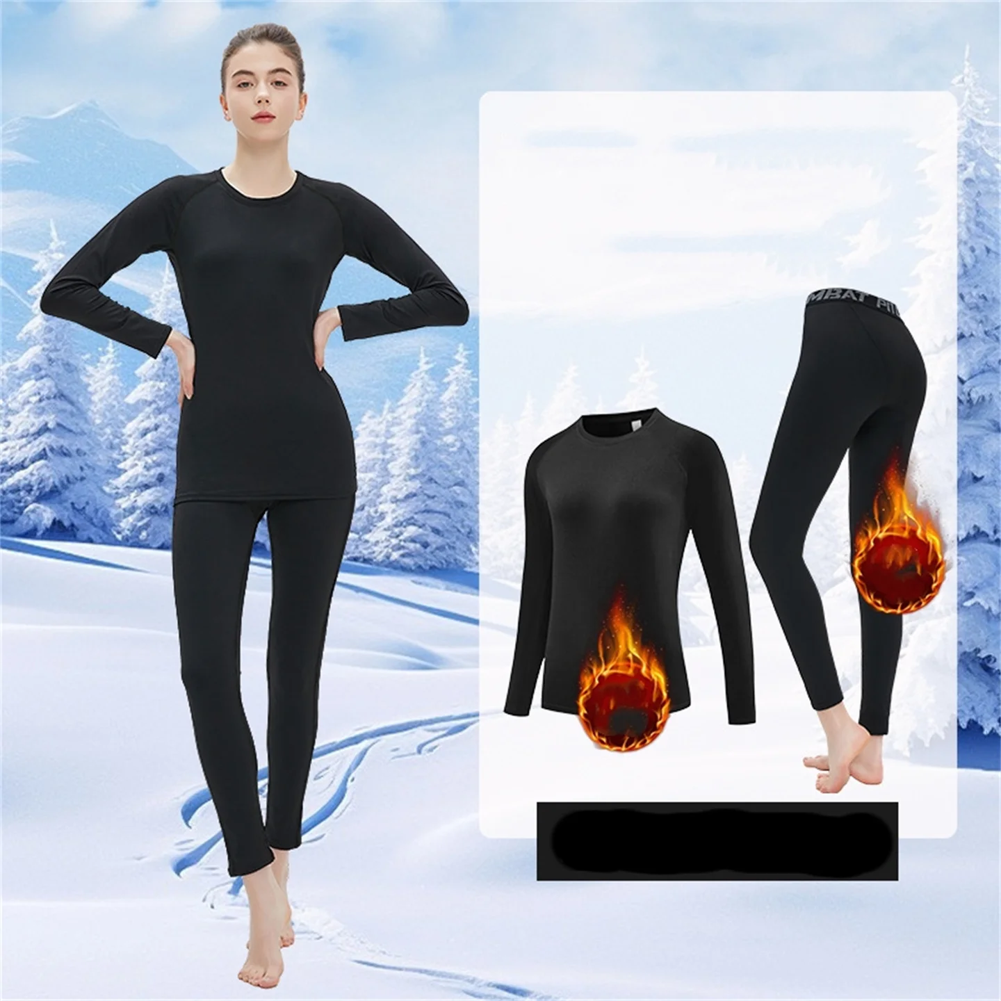 Quick-Drying Clothing Women Skiing Thermal Underwear Winter Running Sports Suit Outdoor Plus Velvet Long-Sleeved Bottoming