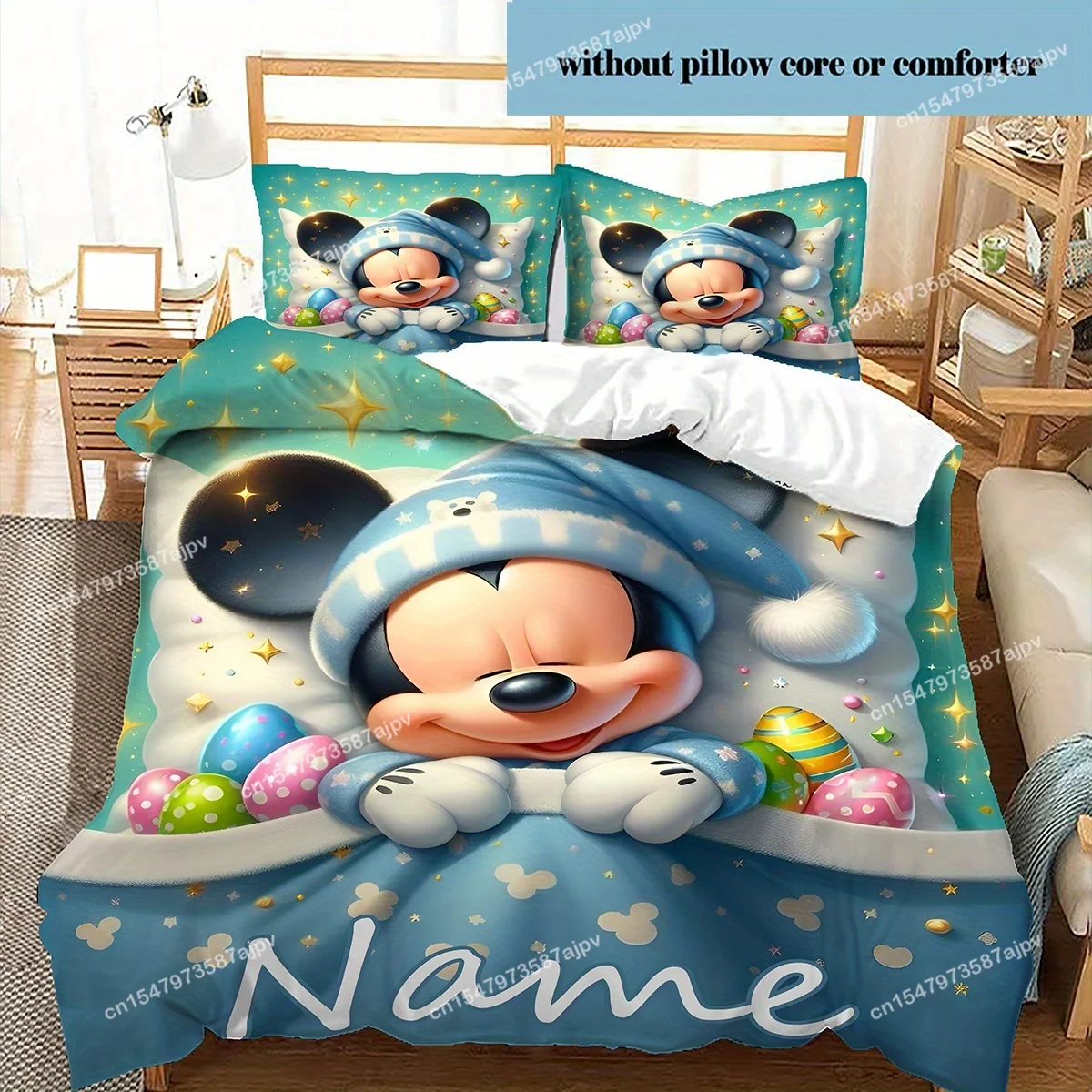 Personalized Duvet Custom Cute Mickey Bedding Set King Twin Double 3 Piece Polyester Duvet Cover Set Christmas Gift Decor-QIANG