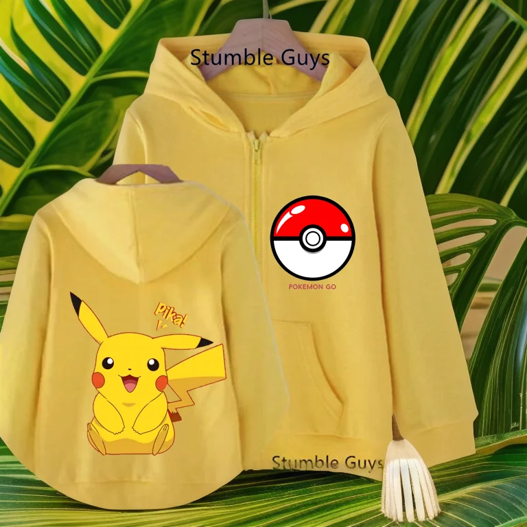 

Pokemon Pikachu zipper Hoodies for Child Anime Prints Cute Hooded Sweatshirt Baby Boys Girls Clothing Pullover Kids Gifts