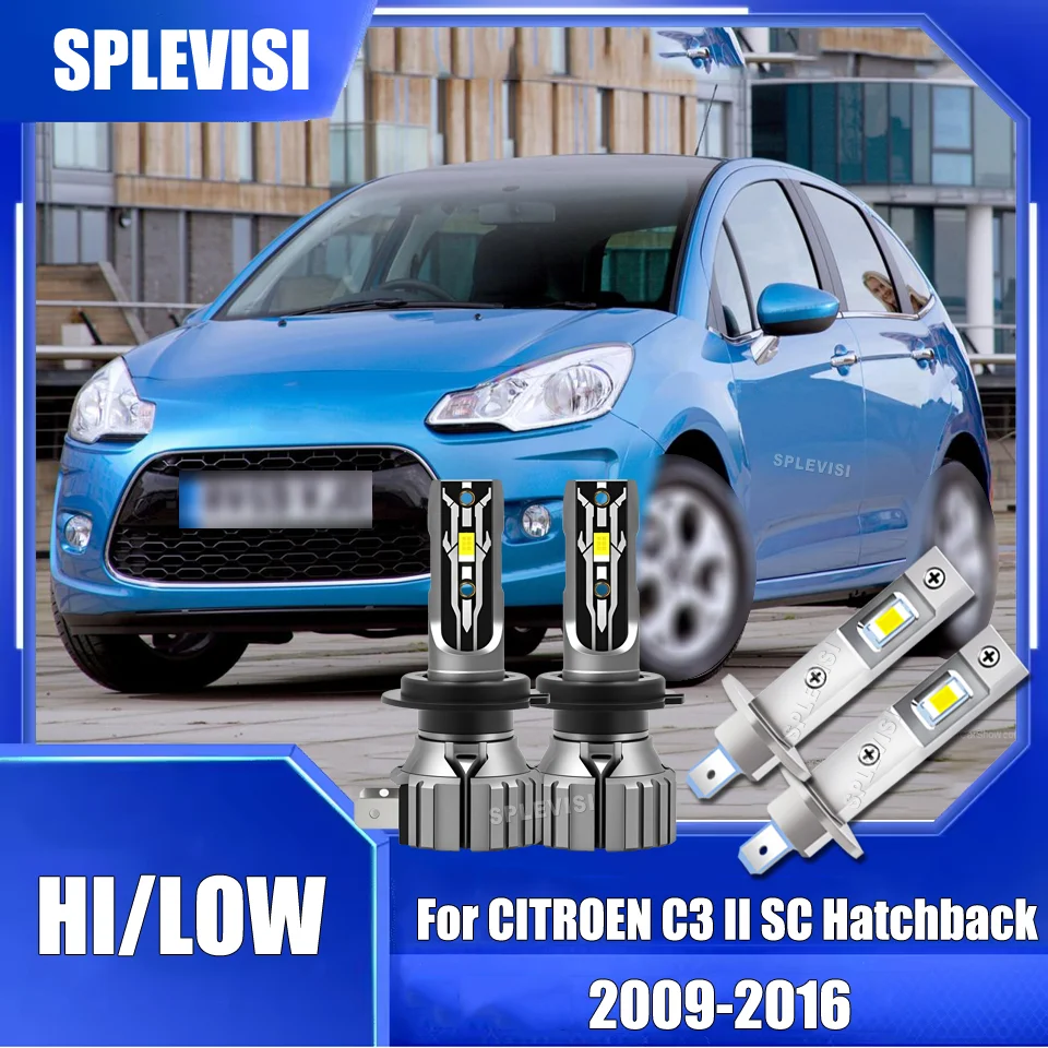 LED Headlights High Low Beam Applicable to bad weather For CITROEN C3 II SC Hatchback 2009 2010 2011 2012 2013 2014 2015 2016