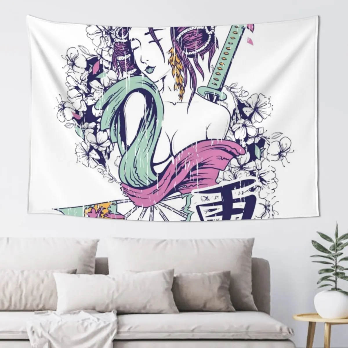 

Samurai Geisha Tapestry Bedroom Decoration Wall Hanging Decor Carpet On The Wall Tapestry