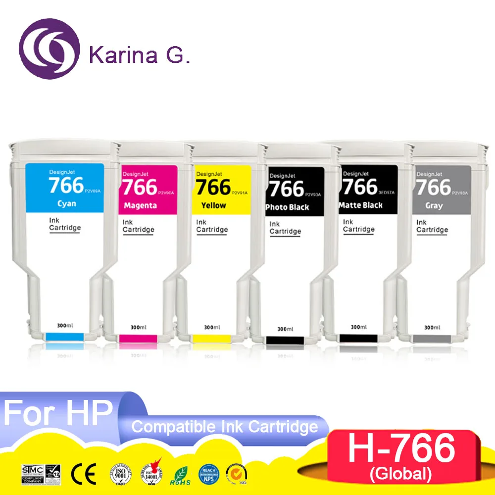 

Совместимый картридж HP 300ML 766, совместимый с чип-чернилами для многофункционального принтера HP DesignJet XL 3600