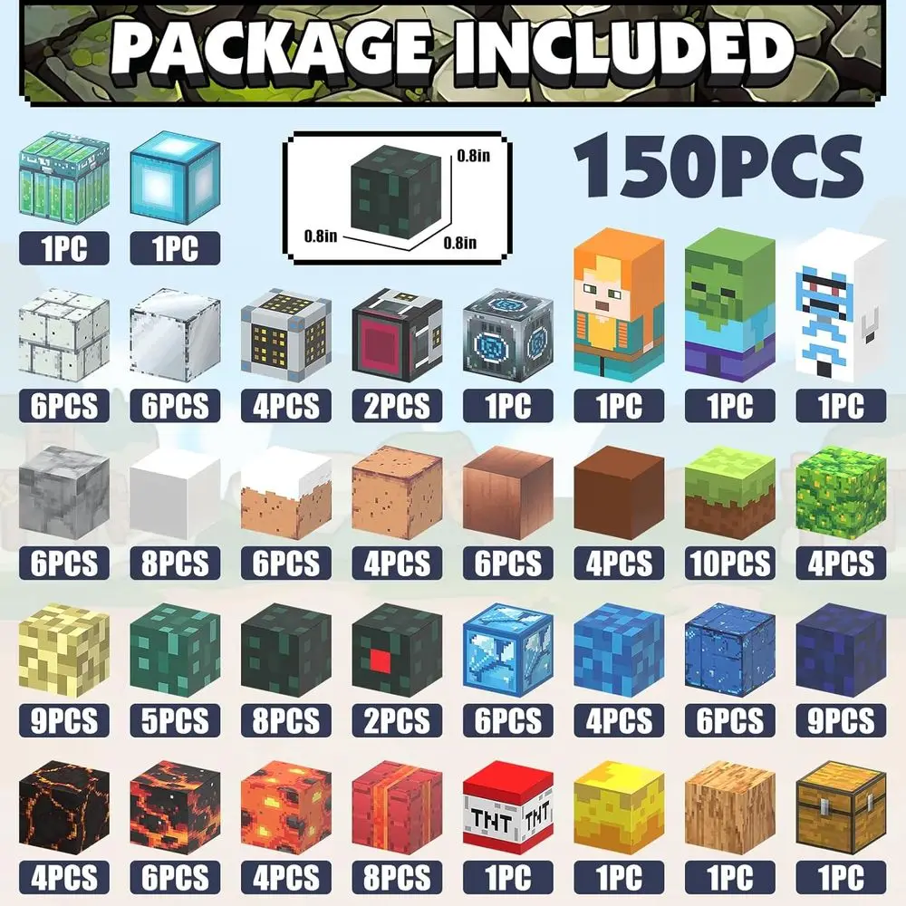 Ensemble de blocs de construction magnétiques 150 pièces 0.8-jouets éducatifs STEM pour enfants âgés de 3 ans, Cubes magnétiques inspirés du Montessori pour garçons et