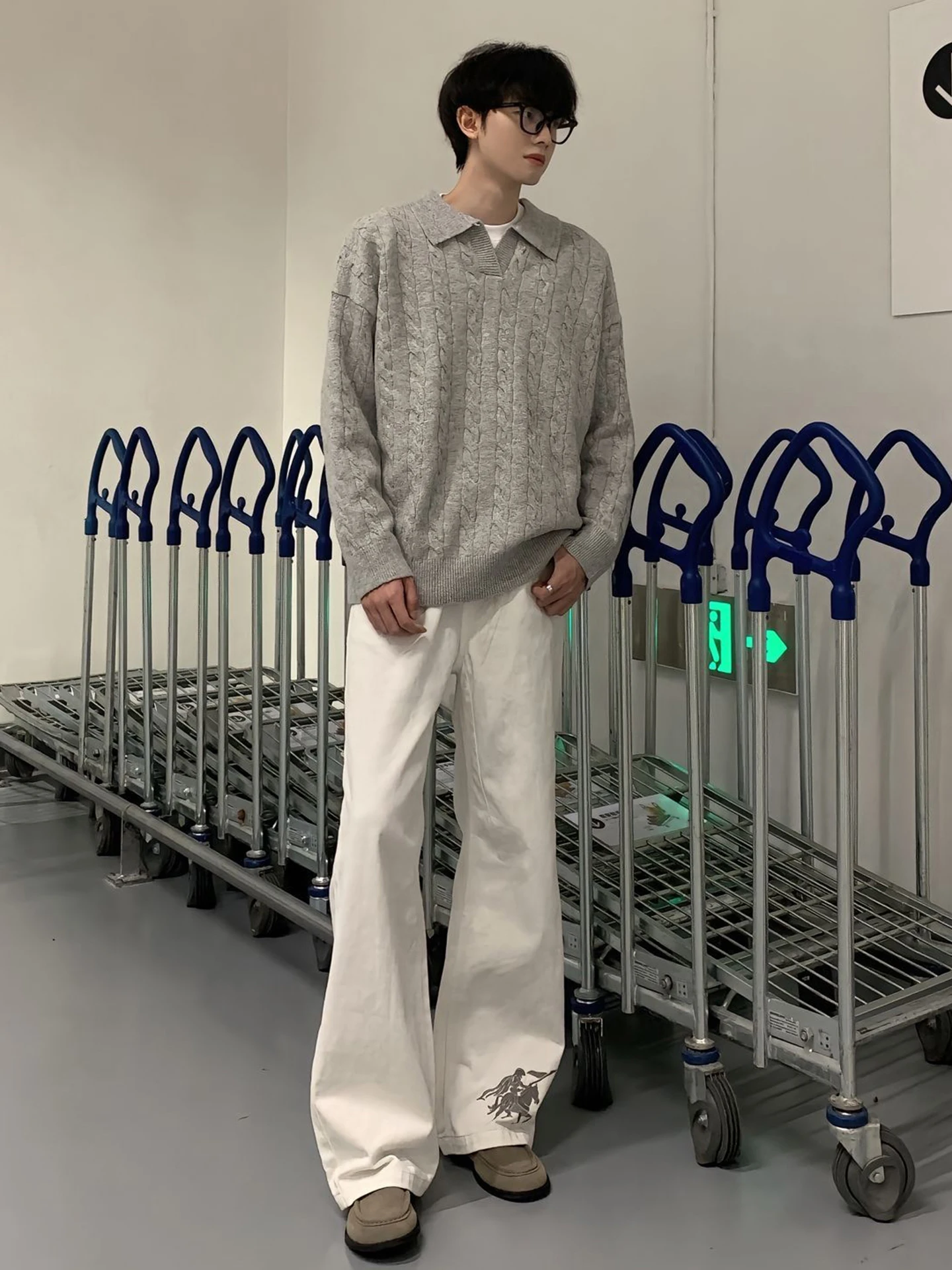 

ay Вязаный свитер мужской Long Sve V-Ne Внутренняя одежда без катышков Осень Зима Корейский Sle Lazy High-End Feeling Casual F...