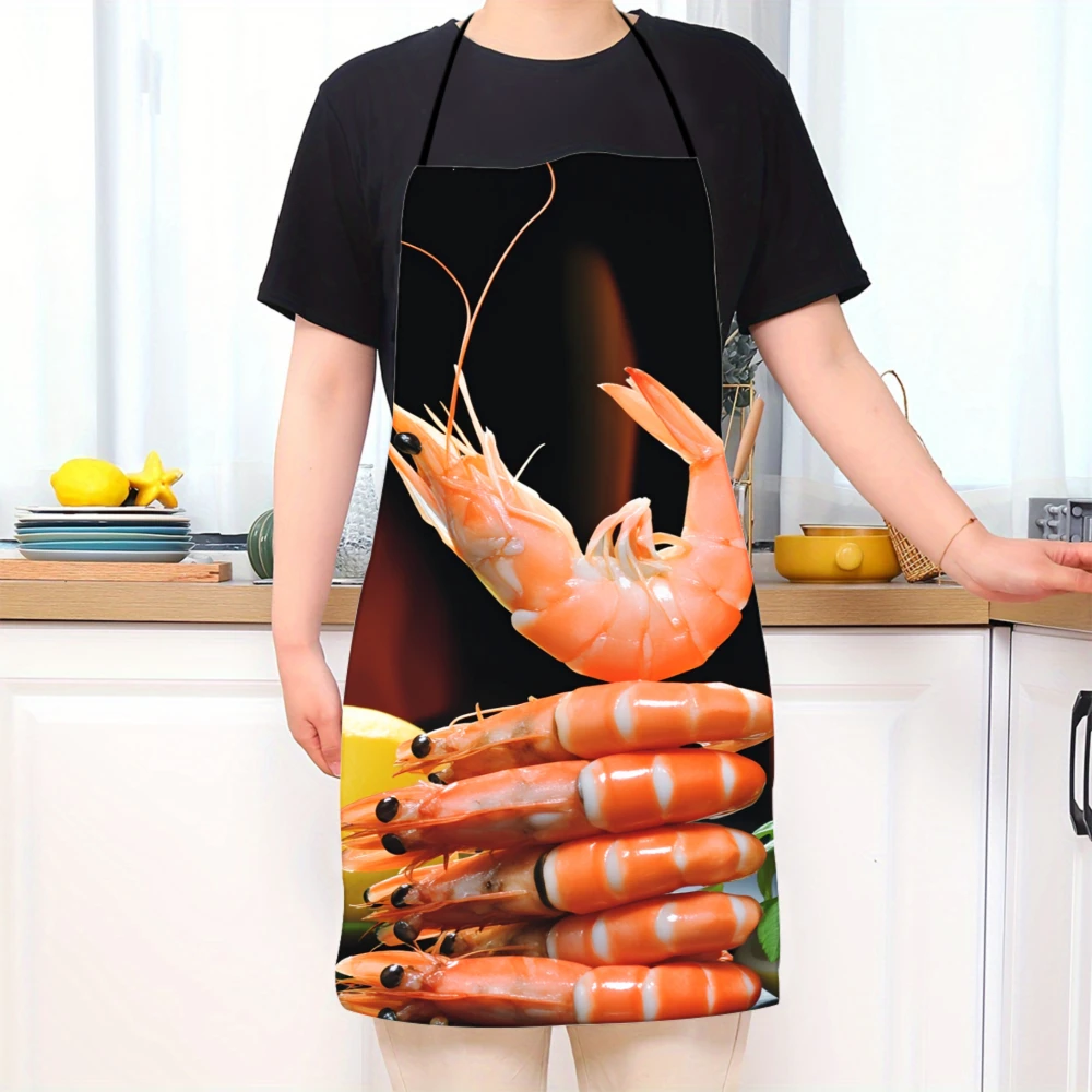 Shrimp And Lemon Apron With Flame Background For Cooking And Grilling