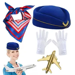 Women's Stewardess Costume Accessories Set Flight Attendant Hat Cosplay Costume Accessories For Women