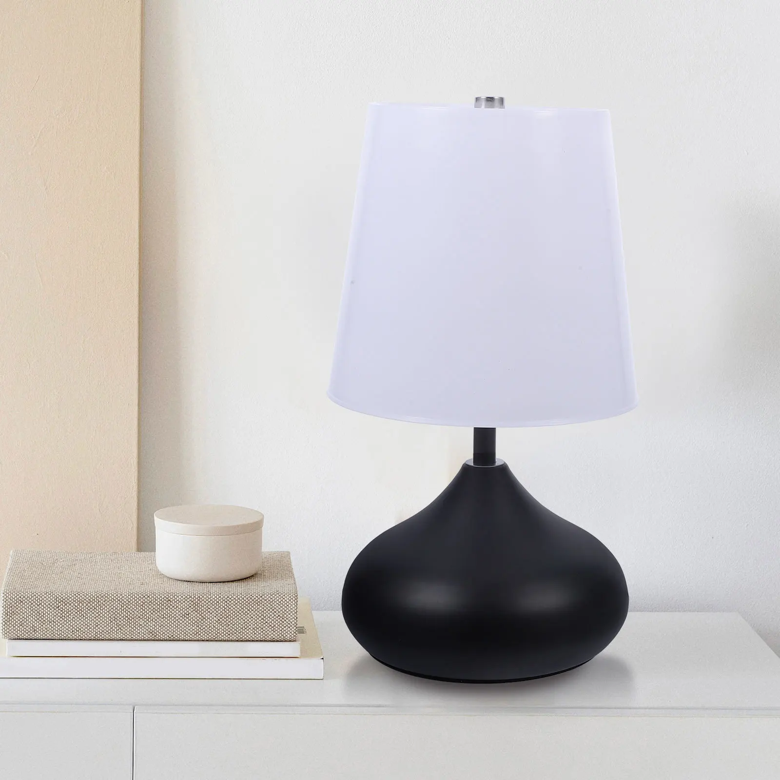 1Pcs Dimmable Night Light Unique Touch Control Table Lamp USB Powered Bedroom Light Decor Modern Design Black