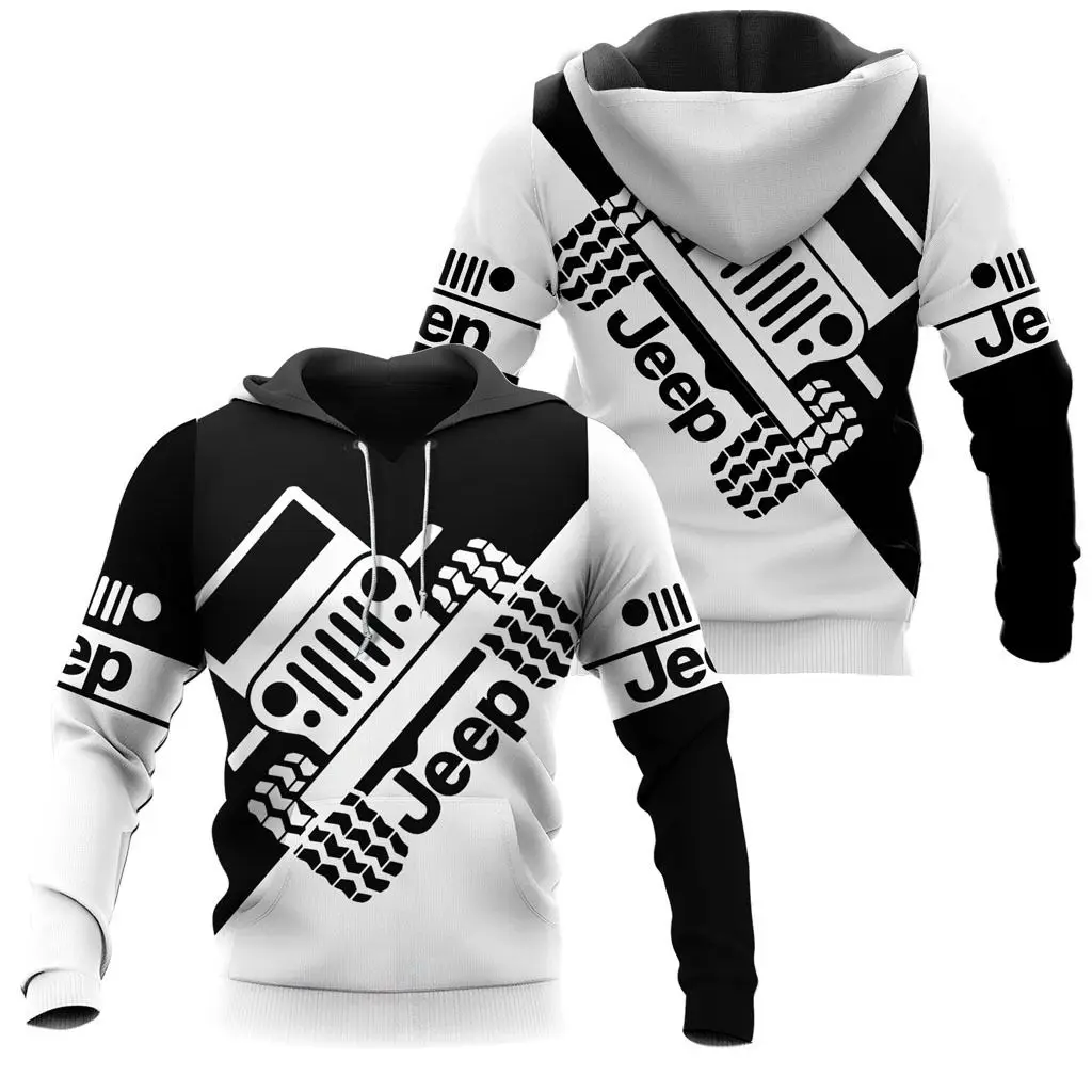 2026 JEEP 3D Digital Printing Hooded Sweatshirt - Casual and Fashionable, Versatile, Spring-Autumn Style Windproof Sweatshirt