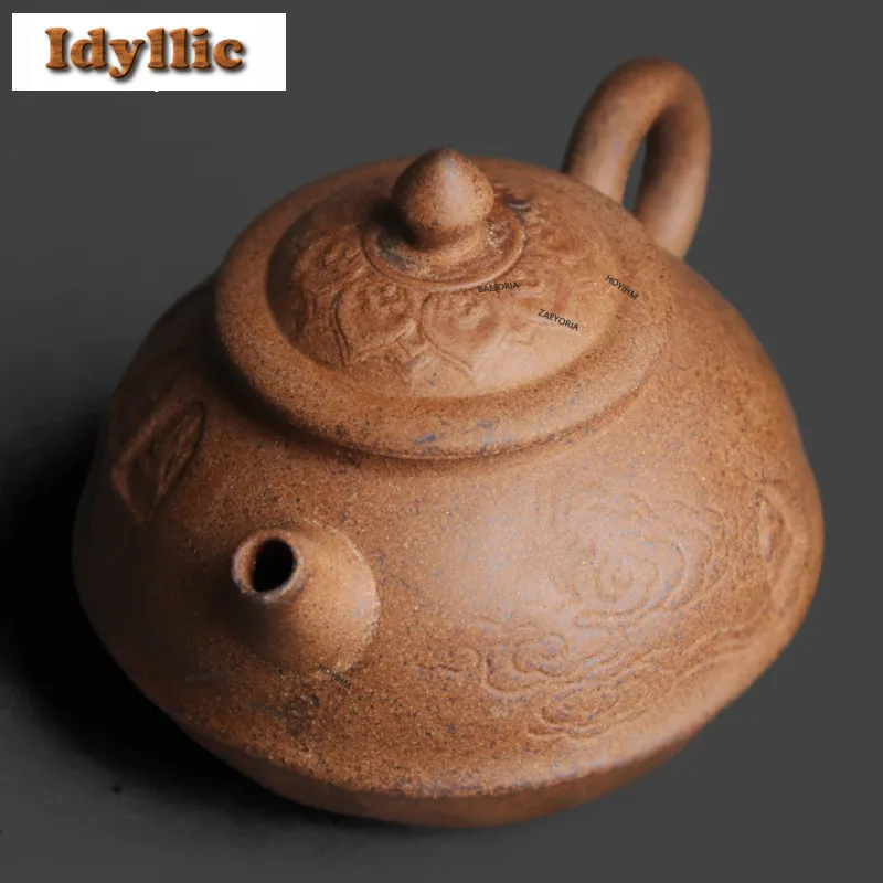 180ml Coarse Pottery Old Rock Clay Teapot Handmade Tea Infuser Pot Tea Making Kettle With Strainer Teaset Accessories Decoration