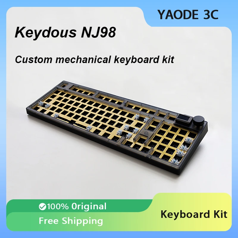 Keydous NJ98 Mechanical Keyboard Multifunctional Knob 98 Keys Kit Custom Screen Aluminum  Lump Hot Swap Tri-mode Gaming Keyboard