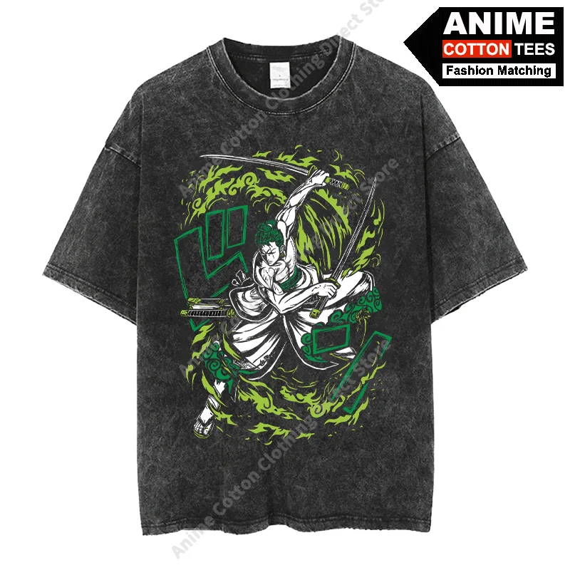 

Japanese Anime ONE PIECE -Roronoa Zoro Print T Shirt y2k Harajuku Street Men Women Casual Short Sleeve Cotton Vintage Loose Tees