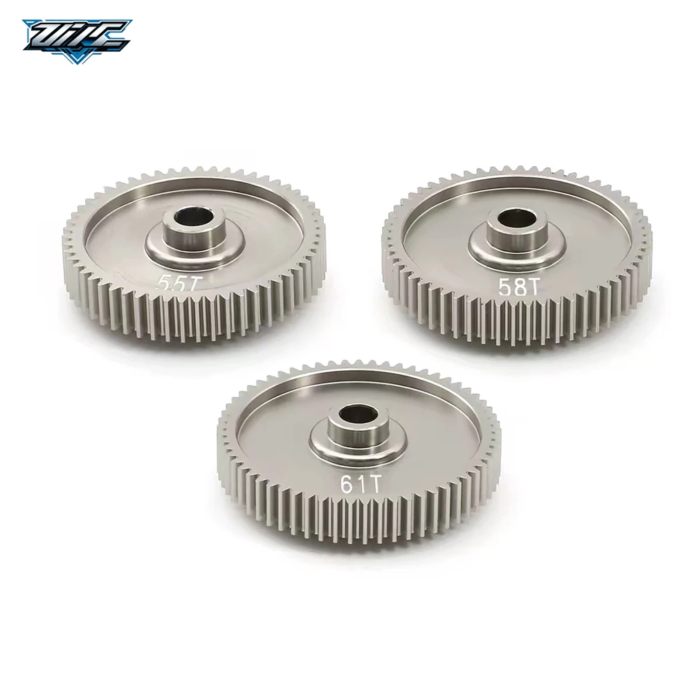 Aluminum Alloy High‑Speed Pinion & Spur Gear Set 55T 58T 61T Part #53665 Wear‑Proof for Tamiya TT01 TT02 1/10 RC On‑Road Car