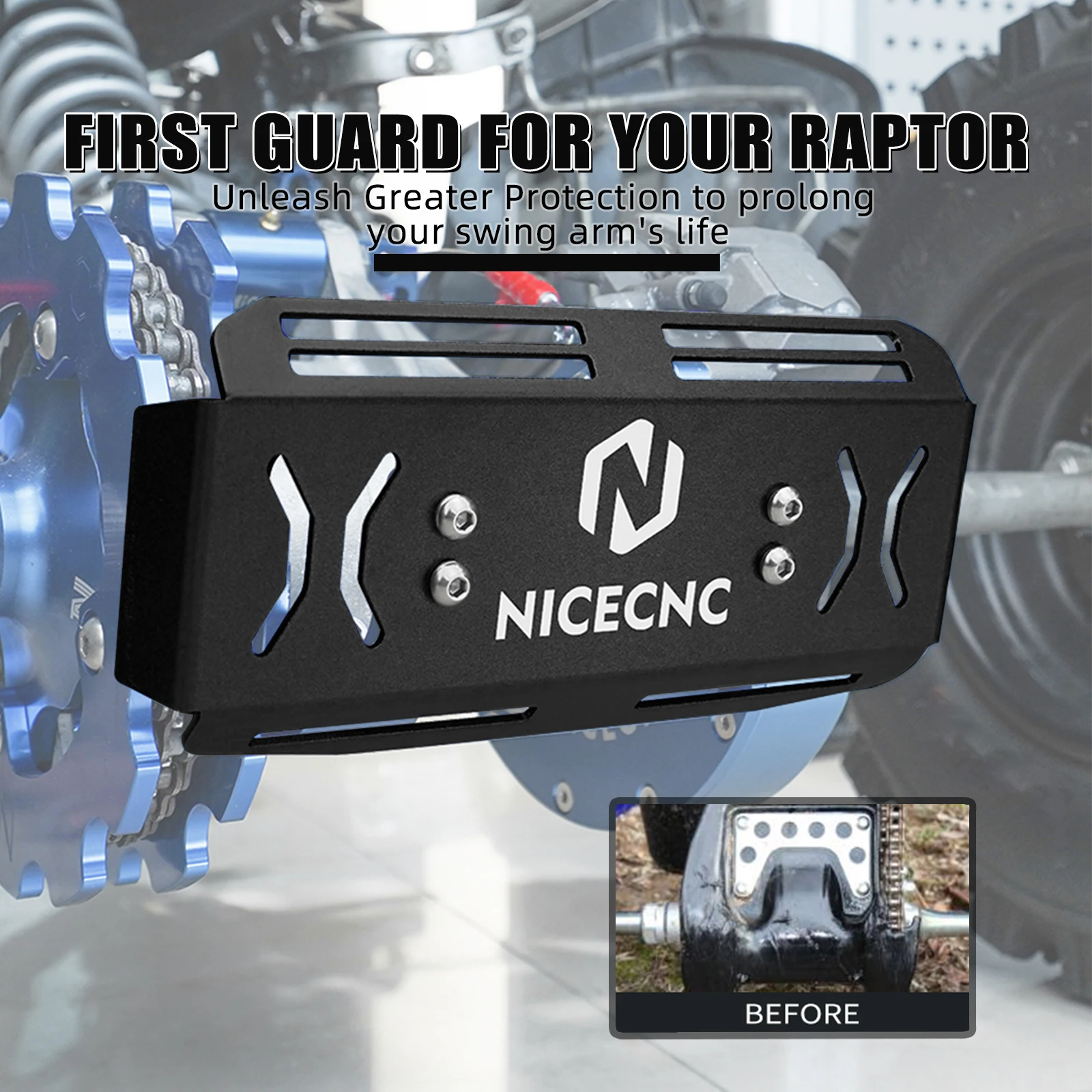 NICECNC For Yamaha Raptor 700 Rear Bumper Bash Guard For Yamaha Raptor 700R 2006-2026 ATV Accessories Chain Protector Aluminum - view 4