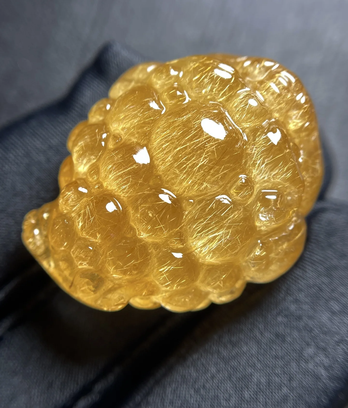 Natural Gold Rutilated Quartz Pendant Rutilated Quartz 32*26.4*18mm Toast Flower Men Women Brazil AAAAAAA