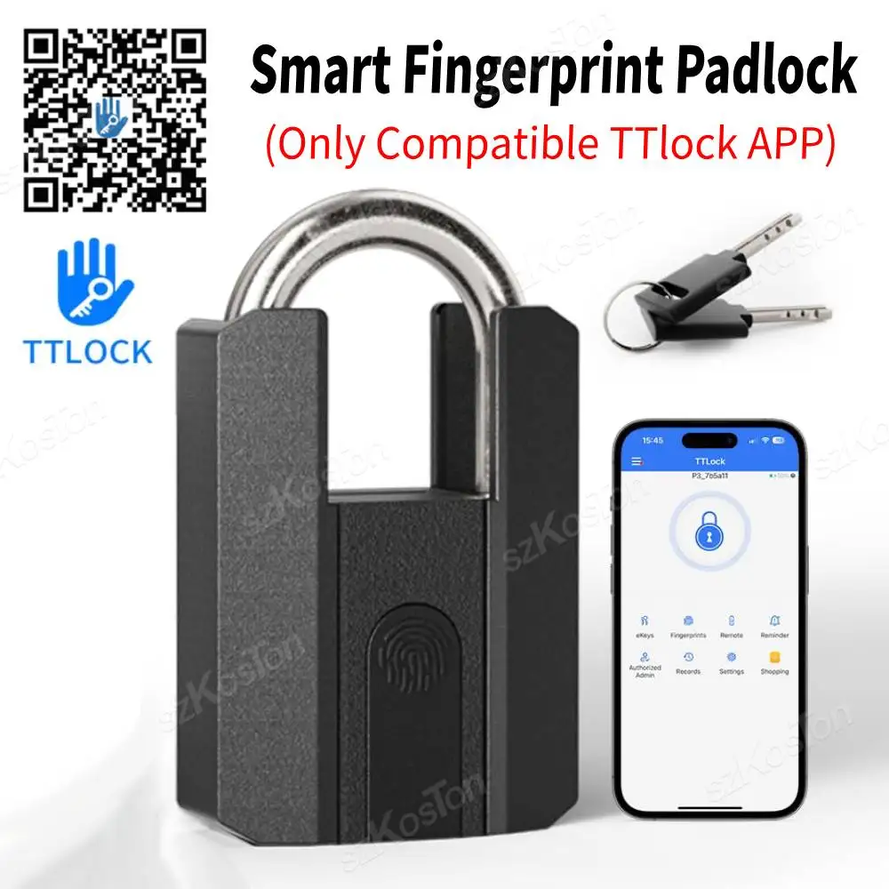 

TTlock App Smart Lock Heavy Duty Fingerprint Padlock Biometric Digital Electronic Lock APP/Fingerprint/Key Unlocking IP67