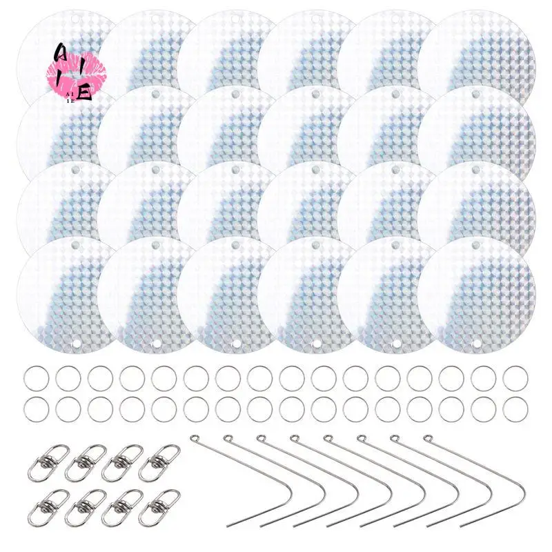 A11E-24PCS/Set Bird Repellent Discs Reflective Hanging Device To Keep Birds Away Like Woodpeckers For Pigeons Woodpeckers