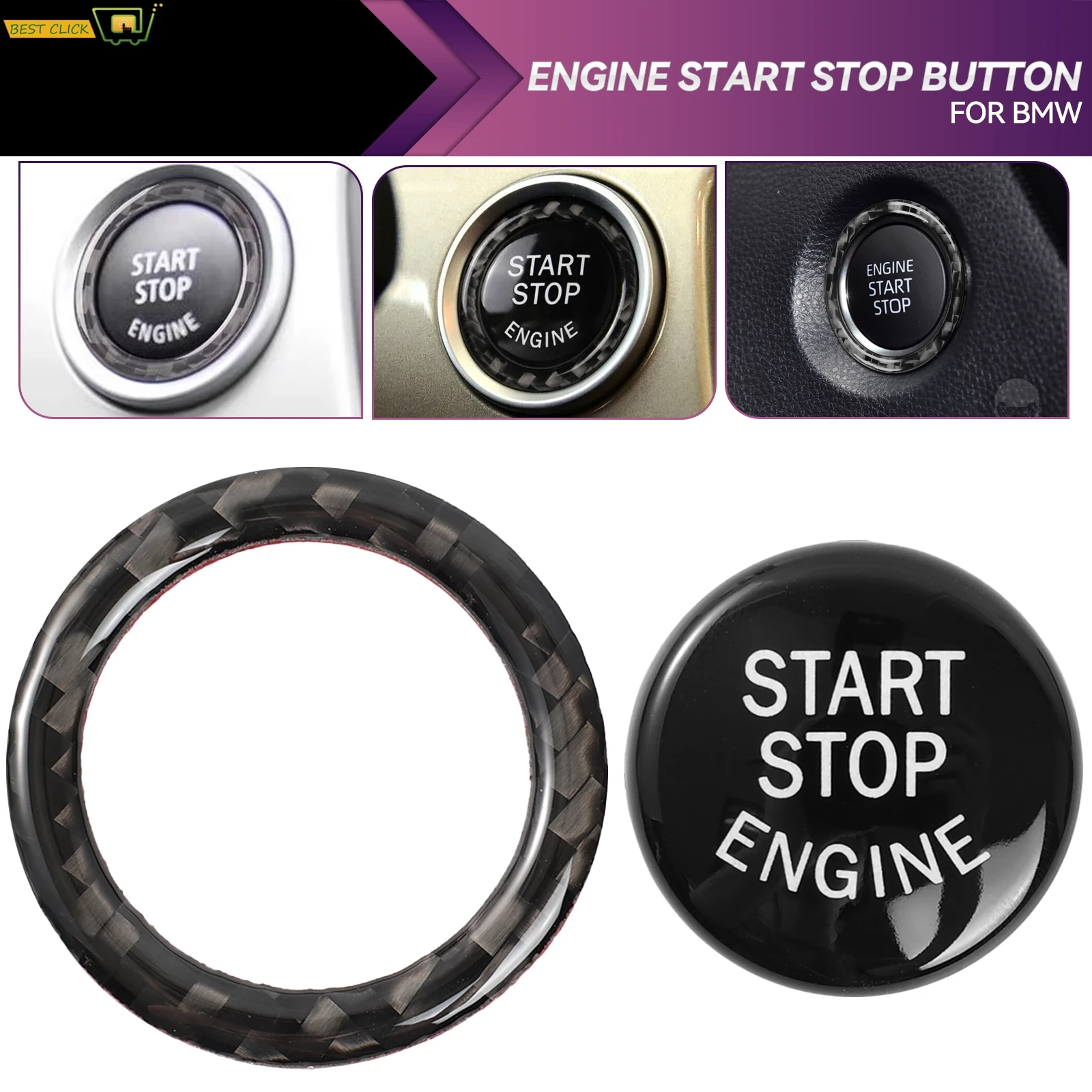 Car Engine Start Stop Button Replace Cover Trim Sticker for BMW 1 3 5 Series E87 E90 E91 E92 E93 E60 X1 X3 X5 X6 Z4 Auto Styling