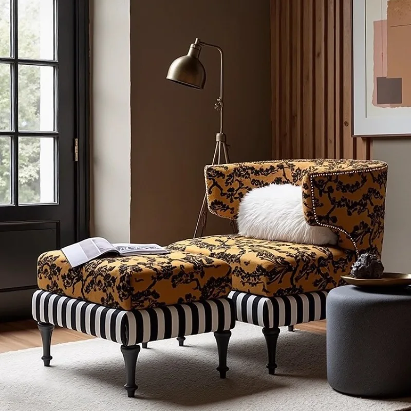 

Solid wood sofa chair small apartment living room single chair antique B & B hotel lazy leisure chair