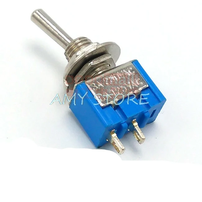 Interruptor de encendido-apagado, piezas, 2 pines, 10 MTS-101, AC125V/6A, 250V/3A, 6mm, azul