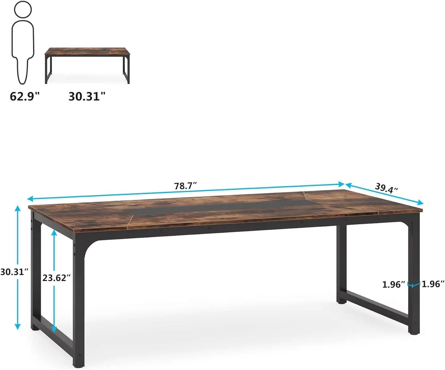 Trims-moderna mesa do computador, grande mesa do computador, tamanho grande, mesa de escritório, mesa de estudo, escrivaninha, estação de trabalho, tamanho de 717.7x39.4 polegadas