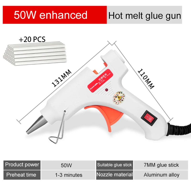 50/70W Hot Melt Lijmpistool Power Stick Grote Handje Kerst Decoreren Gereedschappen Lijmpistool Stok 7MM