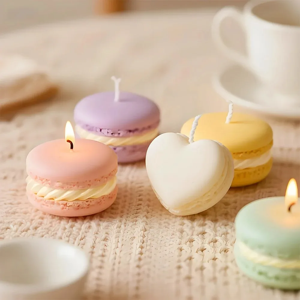 1/5 قطعة شموع واقعية على شكل معكرون شمع الصويا المعطر للديكور المنزلي حفل زفاف السنة الجديدة جو احتفالي هدايا عطرية