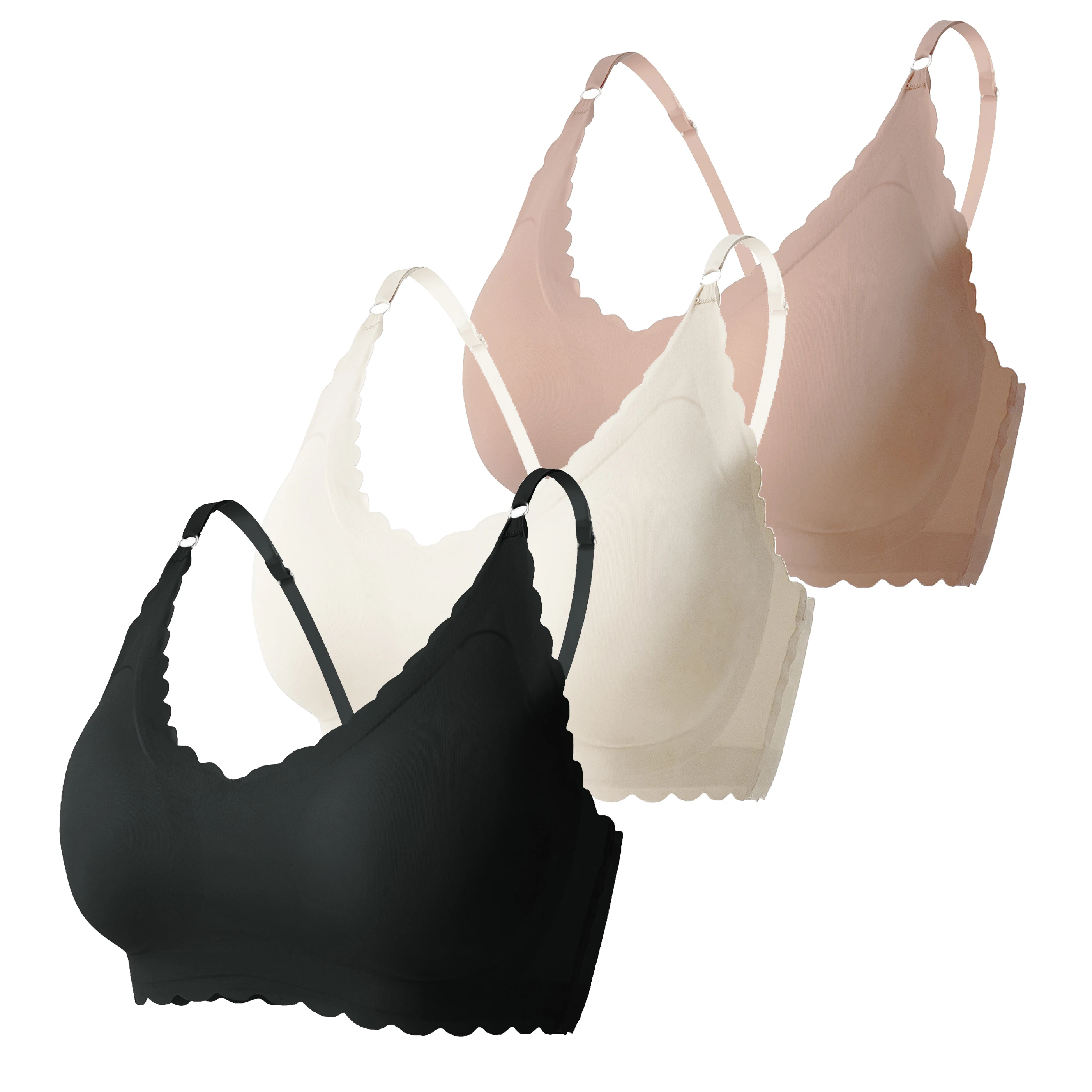 

3 PCS Comfort Bra Set: Wire-Free Adjustable Straps Seamless Soft and Supportive Padded Cleavage Enhancing Invisible Fit@D4