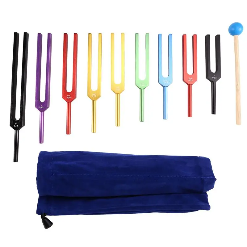 CGDS-Tuning Forks Chakra Set,174Hz/285Hz/396Hz/417Hz/528Hz/639Hz/741Hz/852Hz/963Hz,For Healing Chakra,Sound Therap Multicolor