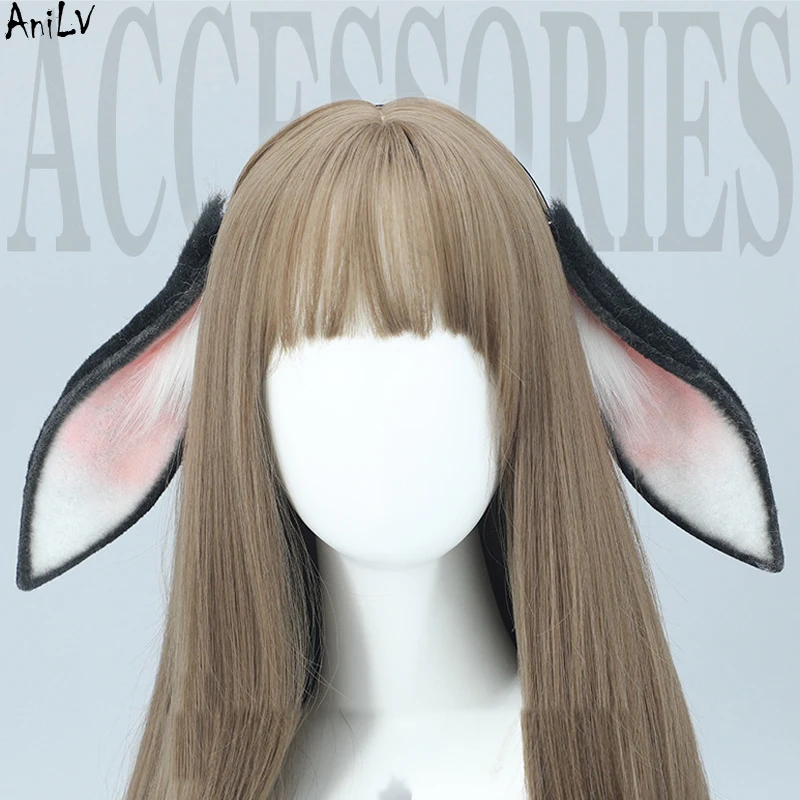 AniLV dziewczyna Anime wata cukrowa upuszczona na ucho wielkanoc królik opaska na głowę króliczek pluszowe zwierzę uszy nakrycie głowy Cosplay