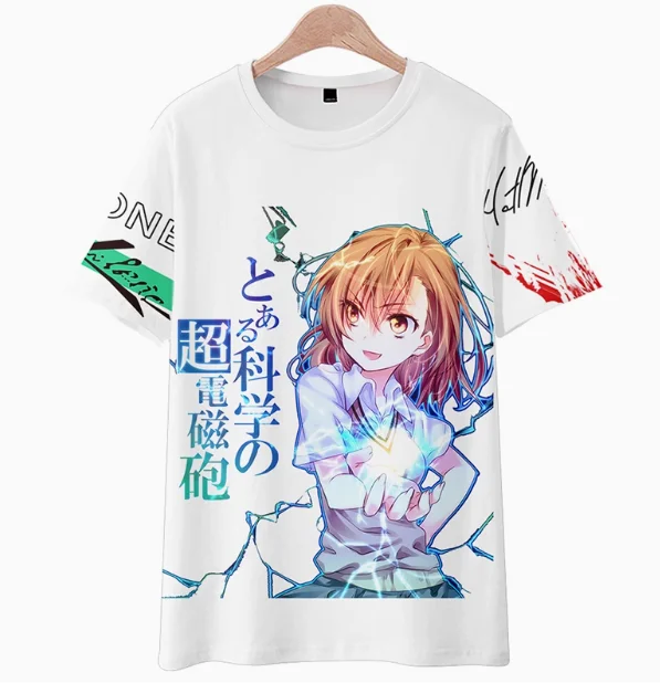 

3D аниме Toaru Kagaku No Railgun Misaka Mikoto футболка с короткими рукавами летний карнавальный костюм повседневные студенческие свободные топы