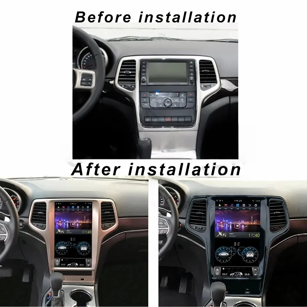 13.6 "أندرويد لسيارة جيب جراند شيروكي 2010-2021 مشغل وسائط متعددة لاسلكي CarPlay فيديو ستيريو نظام تحديد المواقع والملاحة Carplay