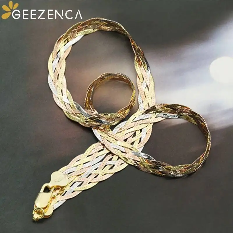 

Ожерелье женское из серебра 925 пробы, 3 цвета, 40 см, 45 см