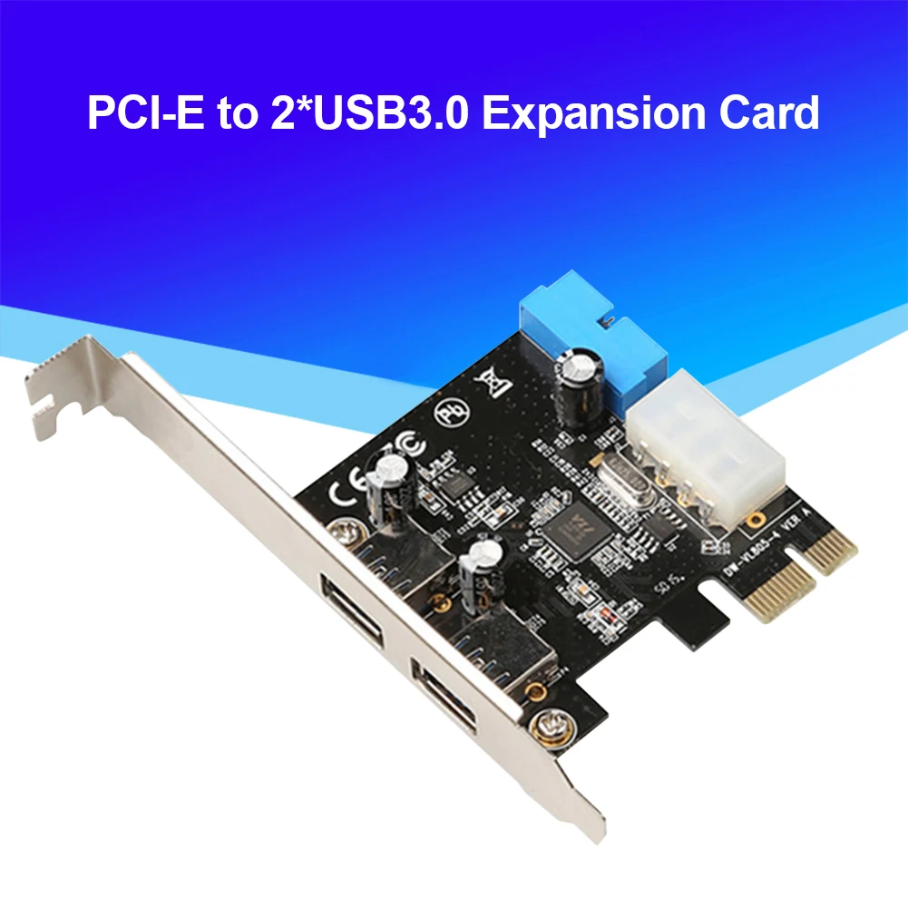 2 Ports USB3.0 PCI-E Expansion Card Adapter PCI Express PCIE to USB Hub 20Pin Adapter Desktop Motherboard Riser Card for Desktop