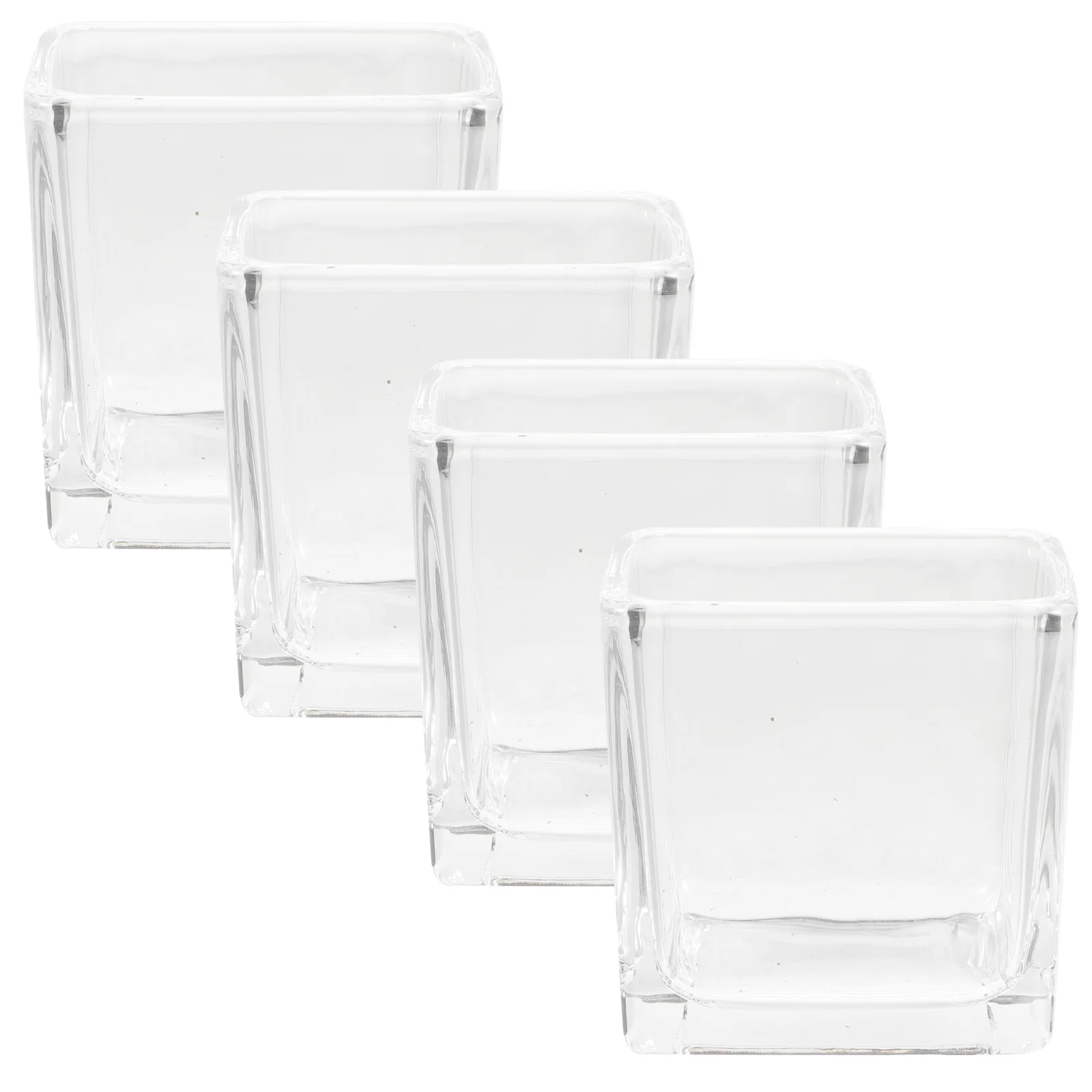

4Pcs Clear Glass Holder Square Glass Tealight Holder for Table Centerpiece Decoration Sturdy Reliable Design