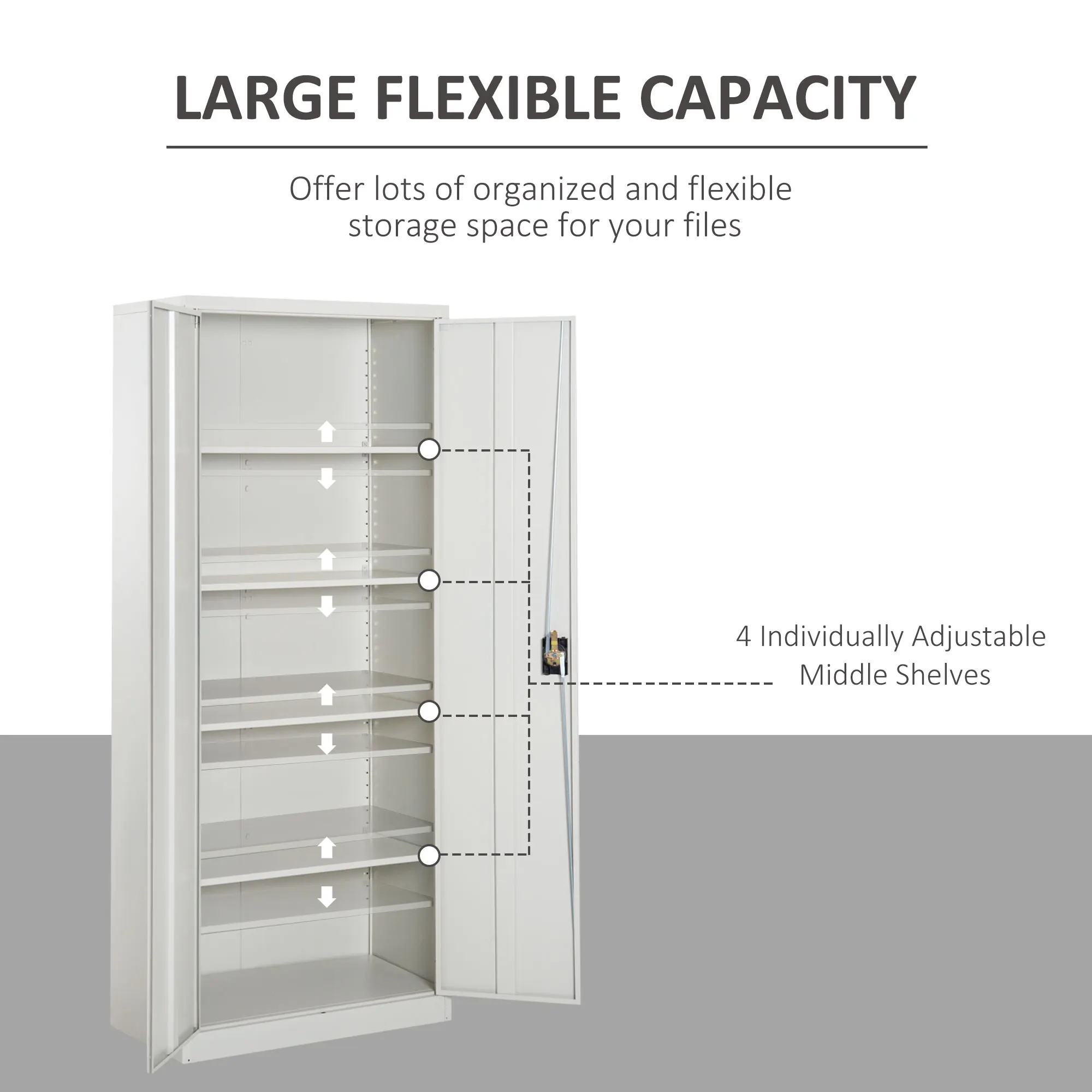 Vinsetto Filing Cabinet Storage Office 2 Doors Adjustable Shelf Metal Furniture