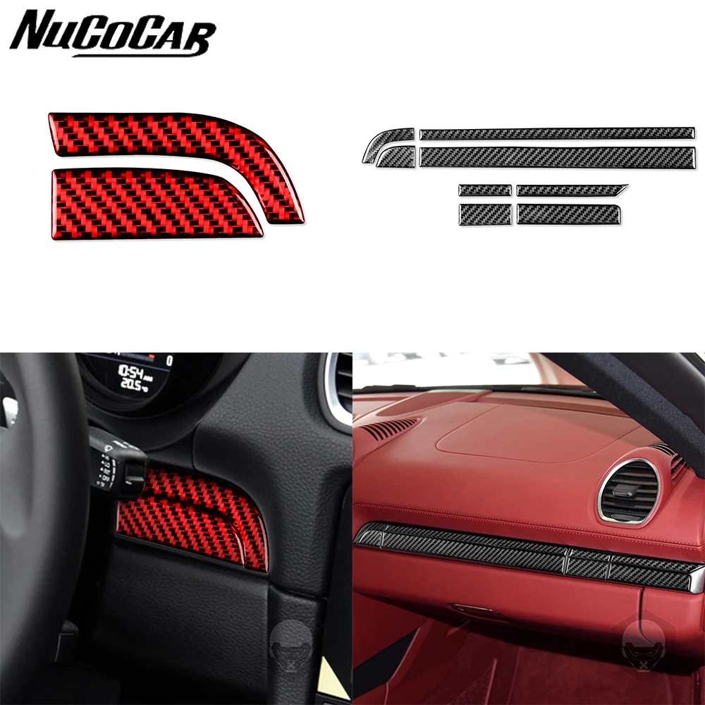 For Porsche Boxster Cayman 718 982 2016-2022 Carbon Fiber Co-driver Instrument Panel Car Interior Accessories Decorative Sticker