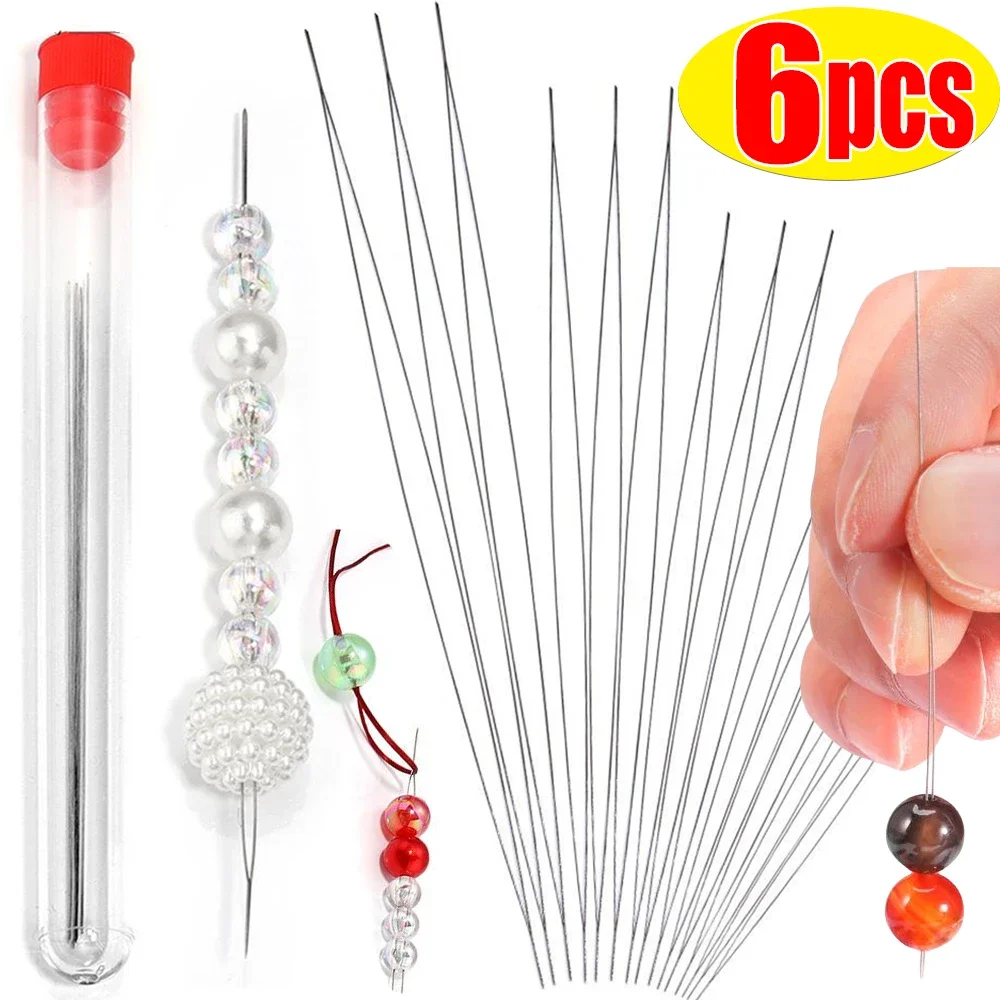 5/6pcs Open Big Eye Beading Needles Bead Necklace Bracelet Tools Stainless Steel Self Threading Needle Pins For Jewelry Supplies